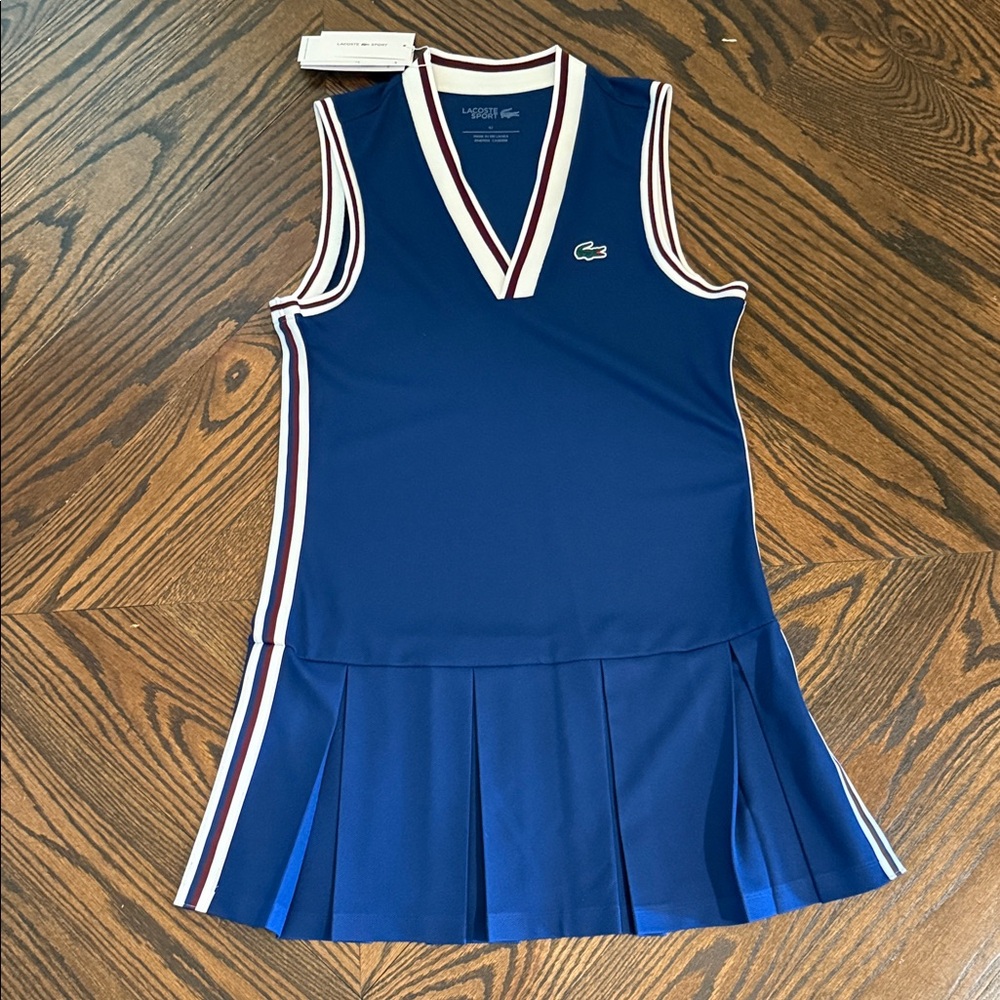 Lacoste Navy Tennis Dress with White and Maroon Accents